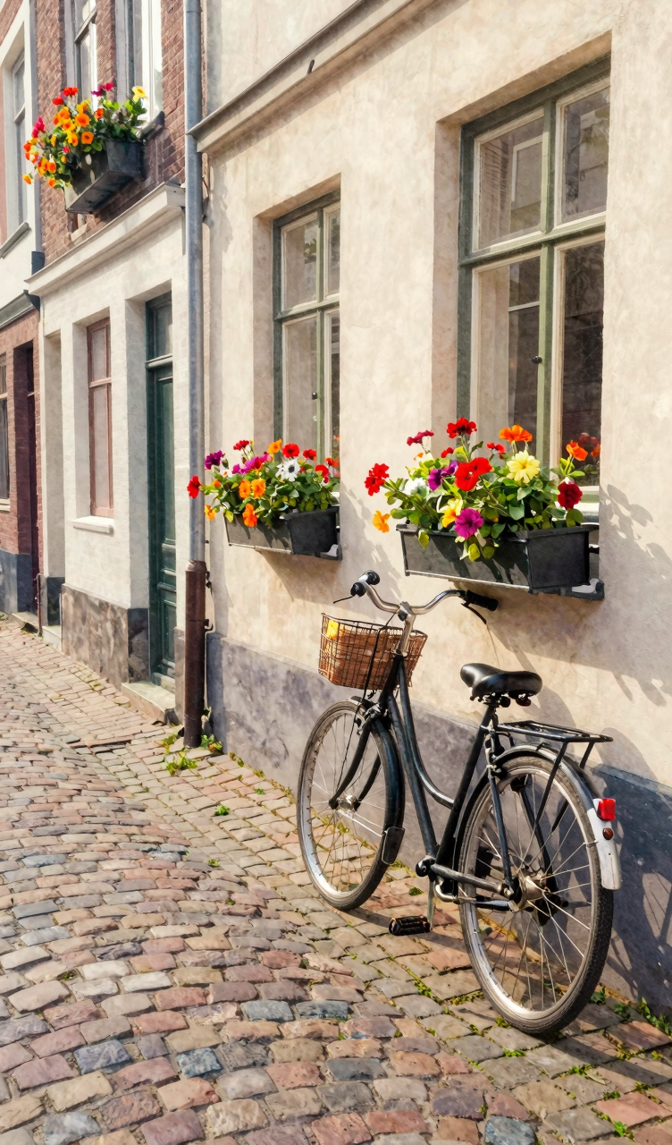 Old European street with...