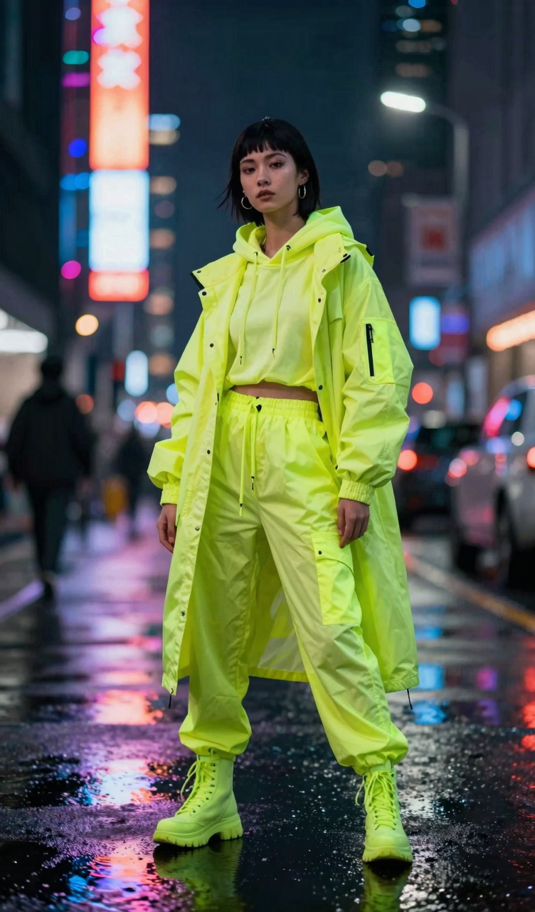 Street-style fashion portrait of...