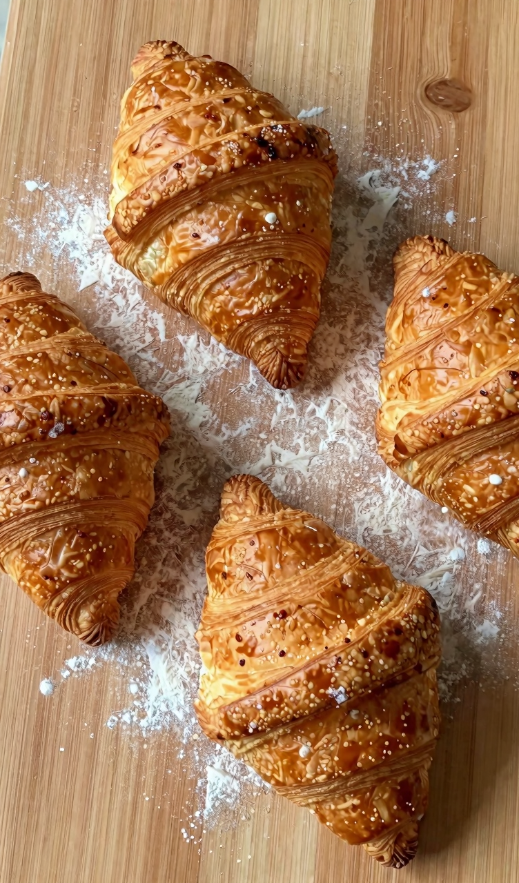 Freshly baked croissants on...