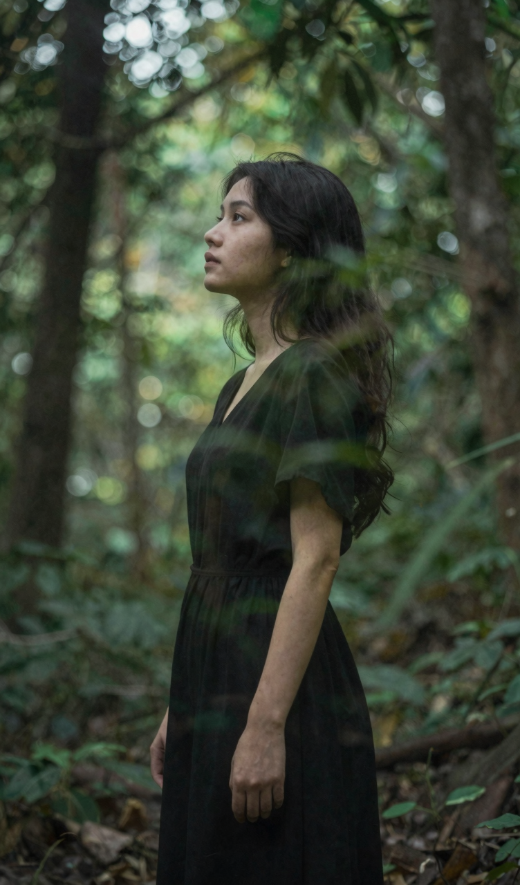 Double exposure portrait of...